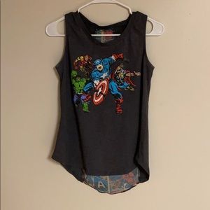 Sleeveless Marvel atop